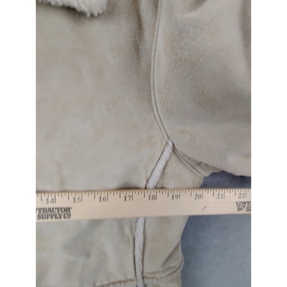 St Johns Bay Womens Jacket Large Beige Leather Suede Sherpa Lined Soft Washable - Picture 7 of 15